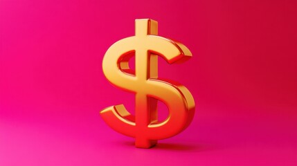Obraz premium Gleaming Golden Dollar Sign on Bright Pink Background for Financial Concepts and Investment Themes