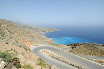 La route d'Anopoli à Chora Sfakion dans les Sfakia en Crète