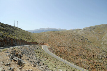 La route d'Anopoli à Chora Sfakion dans les Sfakia en Crète
