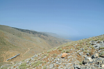 La route d'Anopoli à Chora Sfakion dans les Sfakia en Crète