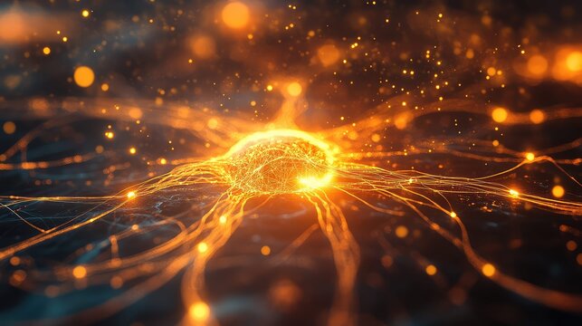 Glowing neuron network representing artificial intelligence and complex connections - Powered by Adobe
