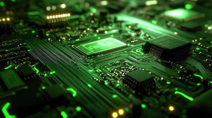Electronic circuit board processing digital data in green light