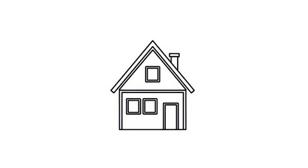 Fototapeta premium Simple outline illustration of a house with gable roof against a plain background