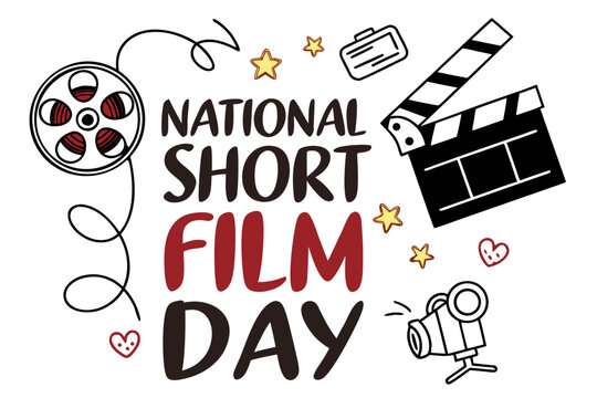 NATIONAL SHORT FILM DAY vector illustration isolated on white background