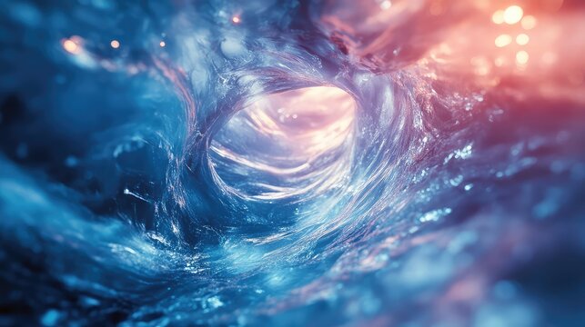 Abstract blue vortex liquid tunnel background