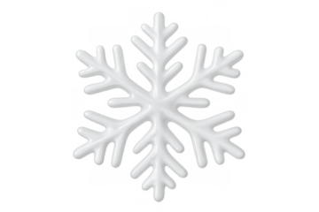 White snowflake icon symbolizing winter holidays, christmas, ice, cold, and seasonal celebration on transparent background
