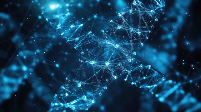 Digital dna helix representing genetic data and networking