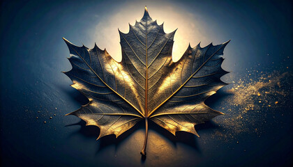 Golden Stillness &ndash; A Single Leaf in the Dark