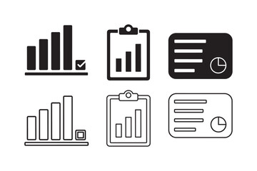 Obraz premium Poll silhouette with outline survey analytics icon set
