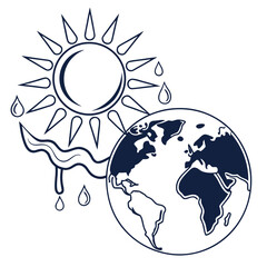 Global warming concept with earth and sun isolated on