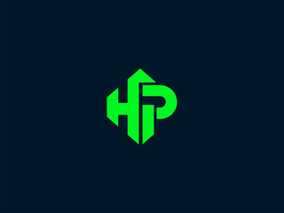 green arrow icon logo design letter HP