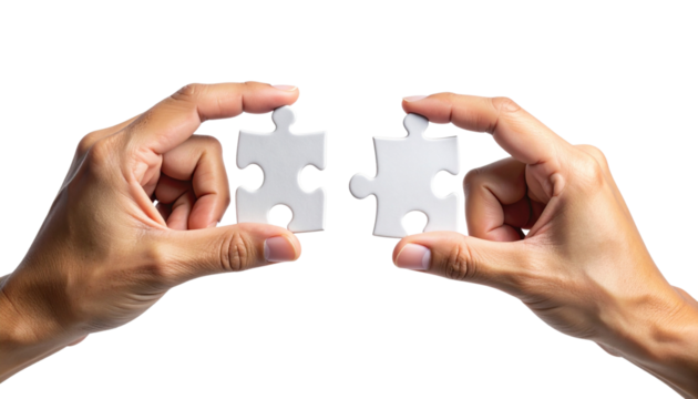 Teamwork Concept Hands Holding Matching Puzzle Pieces Cutout PNG