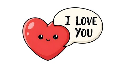 Cute Heart with Speech Bubble Saying I Love You