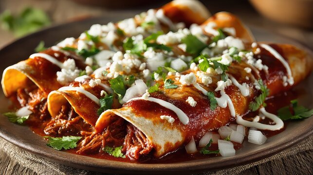 Authentic Mexican beef enchiladas