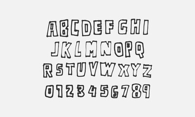 square handwritten abstract brush alphabet design