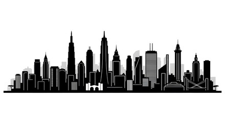 Naklejka premium Modern city skyline silhouette illustration urban architecture design