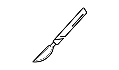 Obraz premium Simple hand drawn illustration of a surgical scalpel blade