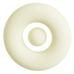 Creamy White 3D Torus Shape Abstract Geometric Object Minimal Design