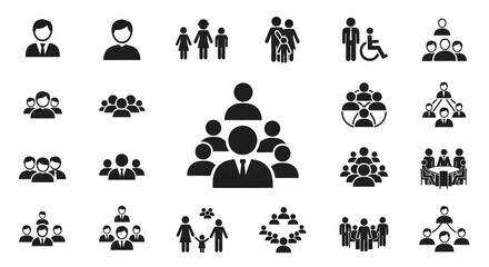 Set of various people icons representing community and teamwork
