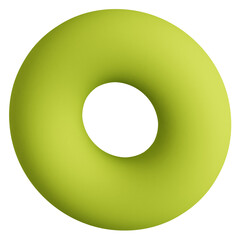 Vibrant Lime Green Torus Shape Isolated on Black Background 3D Render