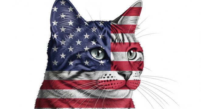 american flag on cat face