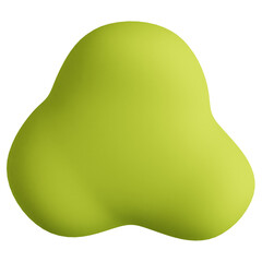 Abstract organic chartreuse green volumetric blob isolated on black background