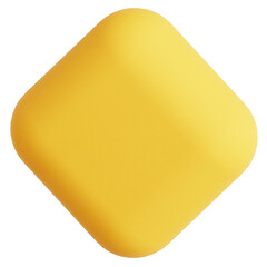 3D Yellow Rhombus Shape Isolated Render Shiny Diamond Icon Element