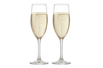 Champagne flutes filled with bubbly sparkling wine creating a celebratory toast, ready for a special event or festive occasion