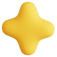 Modern Yellow Four Pointed Abstract Shape Isolated 3D Icon