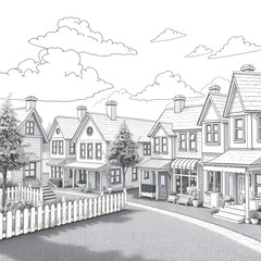 Coloring Pages Houses &ndash; Black & White Edition