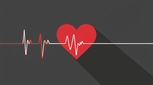 Flat animation of beating heart symbolizing health and wellness
