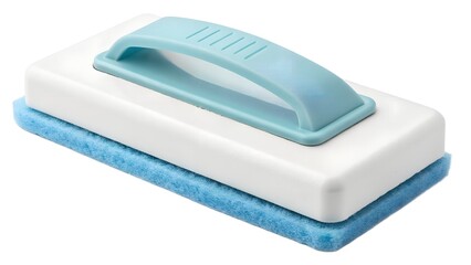 Mini whiteboard eraser, soft foam pad with plastic handle, isolated on transparent background PNG