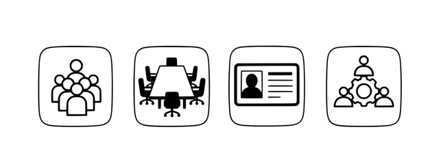 Vecter design Business team meeting conference id card and teamwork icons vector graphic design concept element silhouette