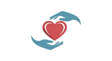 Hands Protecting Red Heart Illustration