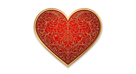 Ornate Red and Gold Heart Illustration
