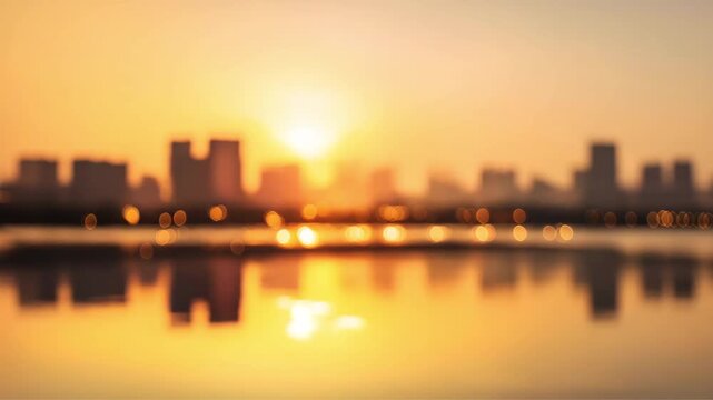 Soft golden dawn over a peaceful metropolis, signifying the beginning of a new year