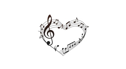 Musical Heart with Notes and Clef Illustration