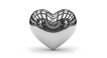 Metallic Heart Symbol on White Background