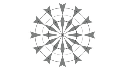 Circular Arrangement of Arrow Shapes with Concentric Rings abstract geometric