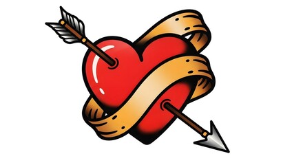 Traditional Tattoo Style Heart with Arrow