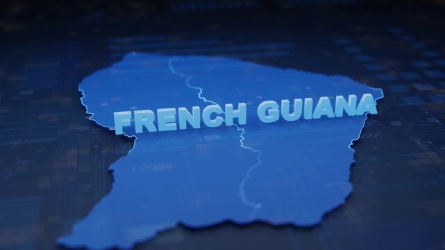 French Guiana Map Futuristic Digital Background