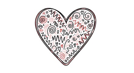 Doodle Heart with Decorative Elements Illustration