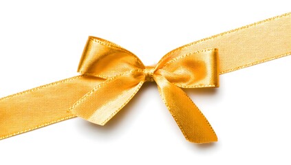 Elegant Yellow Satin Ribbon Bow Isolated on White Background