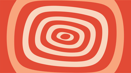 Concentric Oval Rings in Red and Orange Creating a Hypnotic Effect vector illustration