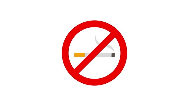 No smoking sign icon animation isolated on white background