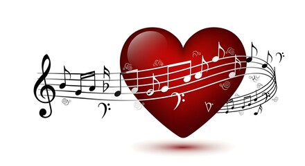 Heart and Music Notes Illustration