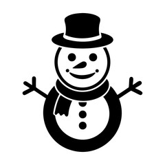 A black happy snowman with a smiling face vector icon and illustration design