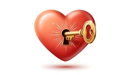 Golden Key Unlocking a Heart