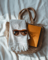 Minimalist beach bag with towel