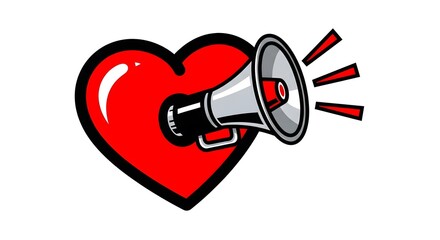 Heart Shape with Megaphone Graphic Illustration